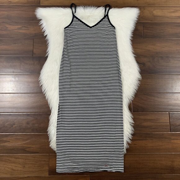 n:Philanthropy Women's Size Small Black White Stripe‎ Weekend Midi Dress - Picture 1 of 8